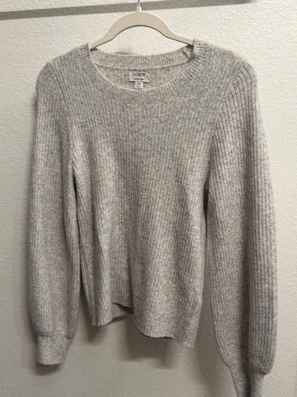 J. Crew Light Gray Ribbed Crewneck Sweater